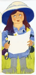 Mulher (lápis e guache no cartão)