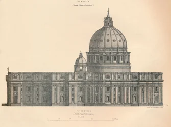 St. Peters - elevação do flanco norte, 1889.