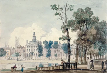 Vista exterior do antigo Hospital de Belém, Moorfields, Cidade de Londres, 1811