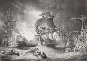 A Batalha do Nilo, 1 de agosto de 1798, de "Ilustrações da História Escocesa e Inglesa", Volume II
