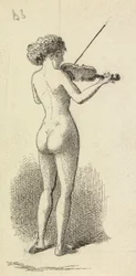 Mulher nua a tocar violino