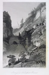 Portage no Rio Hoarfrost, 19 de agosto de 1833, de &39;Narrativa da Expedição da Terra Ártica à Foz do Grande Rio do Peixe e ao Longo das Margens do Oceano Ártico nos Anos 1833-35&39;, por Cap