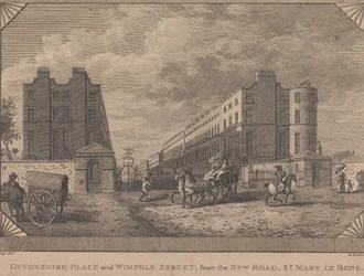 Devonshire Place e Wimpole Street, a partir de New Road, St. Mary le Bone