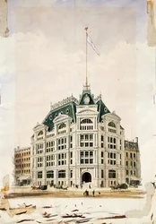 Edifício da Companhia de Seguros de Vida Mútua (aguarela sobre papel)
