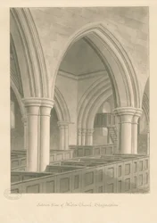 Interior da Igreja Weston-on-Trent: desenho em sépia, 1841