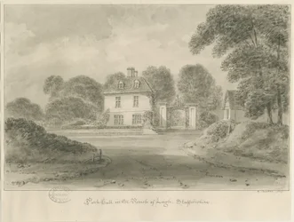 Leigh - "Park Hall": desenho sépia, 1841