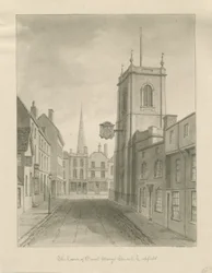Lichfield - Igreja de Santa Maria: desenho em sépia
