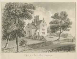 Sandon - Old Hall Farm: desenho em sépia
