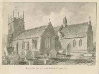 Igreja de Sandon: desenho em sépia, 1841