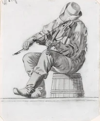 Violinista (estudo para The Jolly Flatboatmen) (reto)