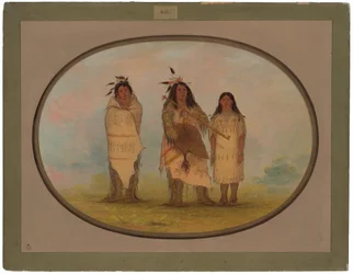 Um chefe Cheyenne, sua esposa e um curandeiro