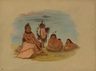 Um chefe de Minatarree envelhecido e sua família, 18611869.