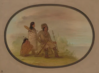 Um velho índio Nayas, sua neta e um menino, 18551869.