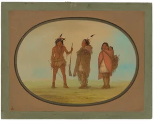 Chefe Arapaho, sua esposa e um guerreiro
