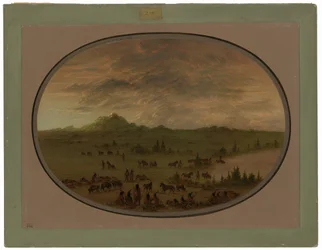 Bivaque de um grupo de guerra Sioux ao nascer do sol