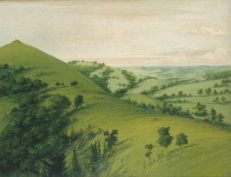 Túmulo do melro, vista traseira, pradarias esmaltadas com flores