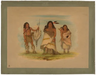 Chefe Comanche, sua esposa e um guerreiro