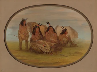 Chefe Comanche com Três Guerreiros, 18611869.