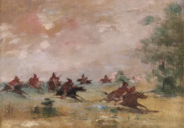 Grupo de Guerra Comanche, montado em cavalos selvagens