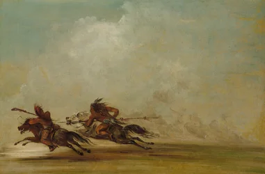 Guerreiro Comanche lançando um Osage, a toda velocidade, 1837-1839.