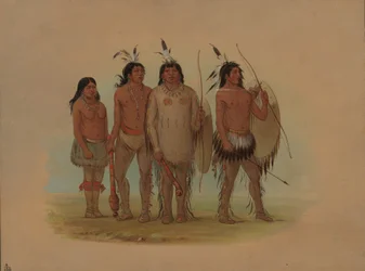Chefe Kiowa, sua esposa e dois guerreiros, 18611869.