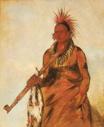 No-o-mún-nee, Caminha na chuva, um guerreiro, 1832.