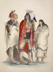 Índios norte-americanos, pub. Litografia colorida de 1845.
