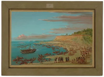 O Griffin entra no porto de Mackinaw. 27 de agosto de 1679