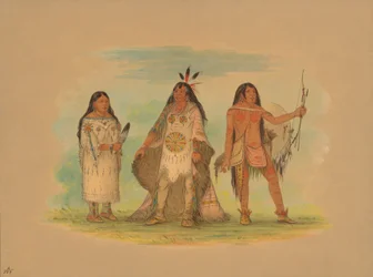 Três índios Minatarree, 1861.