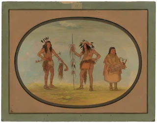 Dois guerreiros Ojibbeway e uma mulher