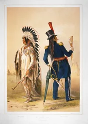 Wi-Jun-Jon (A Luz) (Assiniboin) indo e voltando de Washington (litografia colorida à mão)