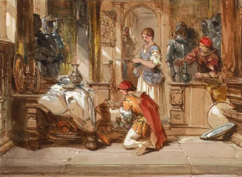 Figuras e armaduras (aguarela sobre papel)