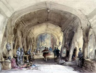 Interior de um Baronial Hall (wc no papel)