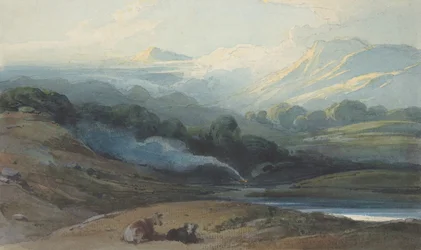 Gado descansando em uma paisagem montanhosa, ca. 1808-12.