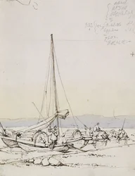 Barcos Tanka na costa,