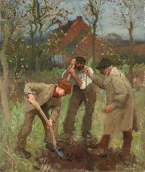 Plantar uma árvore (óleo sobre tela)