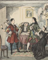 Audácia de Jack Sheppard, ilustração de Jack Sheppard: Um Romance de William Harrison Ainsworth, publicado em 1839 (gravura colorida à mão)