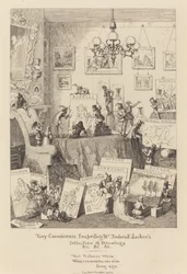 Connoisseurs de fadas inspecionando a coleção de desenhos do Sr. Frederick Locker