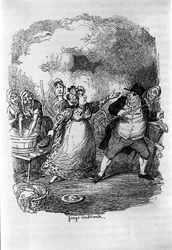 Ilustração para "Oliver Twist" (Olivier) de Charles Dickens (1812-1870), de George Cruikshank (1792-1878).