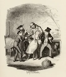 Sr. Fagin e seu pupilo recuperando Nancy, de "As Aventuras de Oliver Twist", de Charles Dickens (1812-1870), 1838, publicado por Chapman und Hall, 1901