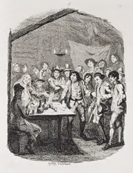Faux Pas de Partridge com o cigano, de "Tom Jones, a história de um foundling", gravado pelo artista, ilustração de "os trabalhos de Henry Fielding", bar. por Henry G. Bohn, 1853