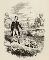 Sykes tentando destruir seu cão, de "As Aventuras de Oliver Twist", de Charles Dickens (1812-1870) 1838, publicado por Chapman und Hall, 1901