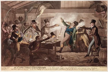 The Cato Street Conspirators, pub. por G. Humphrey, 9 de março de 1820 (litografia colorida)