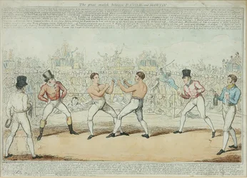 The Great Match Between Randall and Martin (gravura colorida)