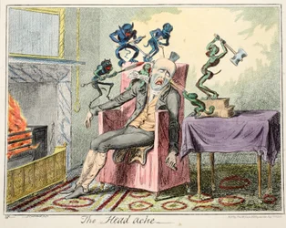 A dor da cabeça, pub. 1835 (gravura colorida à mão)