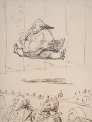 Um homem fazendo o Splits, c.1760-90 (caneta e tinta marrom e cinza no papel)