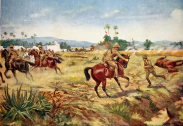 Private C. Hull salvando a vida do Capitão GED Learoyd, sob fogo