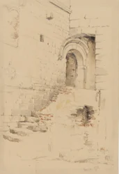 Em um pátio ao lado de S. Siro, San Remo, janeiro de 1878 (lápis e wc no papel)