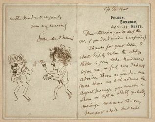 Carta com desenho de Whistler Ameaçando Du Maurier