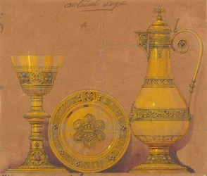 Desenhos executados para Jones e Willis, trabalhadores de metal e madeira e fabricantes de mobiliário de igrejas de Birmingham e Londres